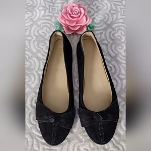 UGG  Black Suede Ballet Flats  Leather Upper, Lining & Outer Sole Size 10